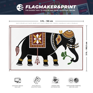 A mockup depicting custom flag specifications and measurements for 'dd flag'
