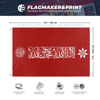 A mockup depicting custom flag specifications and measurements for 'Hashemites Royal Family flag'