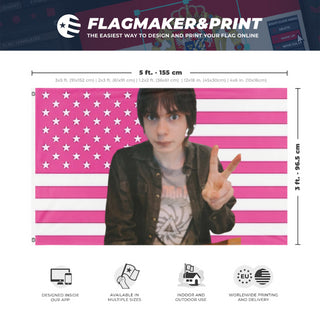 A mockup depicting custom flag specifications and measurements for 'hammy flag'