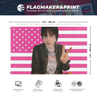 A mockup depicting custom flag specifications and measurements for 'Hammy flag'