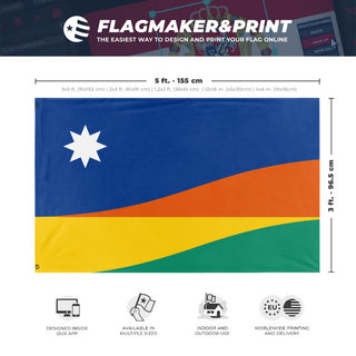 A mockup depicting custom flag specifications and measurements for 'Morning Star flag'