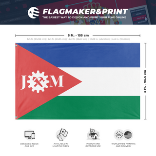 A mockup depicting custom flag specifications and measurements for 'Dad Flag'