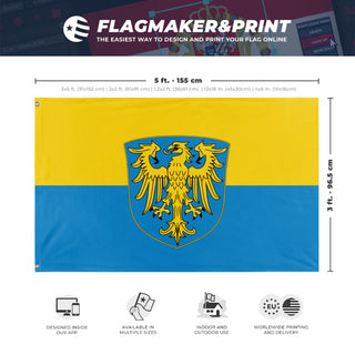 A mockup depicting custom flag specifications and measurements for 'Flag of Upper Silesia'