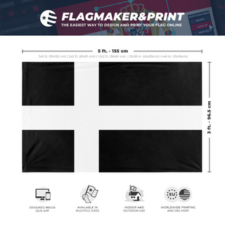 A mockup depicting custom flag specifications and measurements for 'LStndrdSV flag'