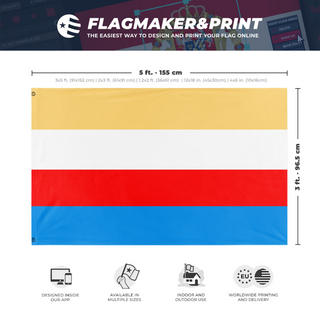 A mockup depicting custom flag specifications and measurements for 'gdafsk flag'