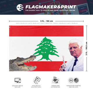 A mockup depicting custom flag specifications and measurements for 'Katter flag'