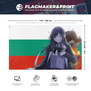A mockup depicting custom flag specifications and measurements for 'bullshit flag'