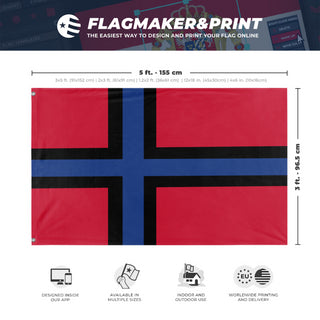 A mockup depicting custom flag specifications and measurements for 'Zalinesia flag'