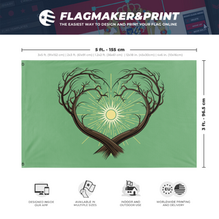 A mockup depicting custom flag specifications and measurements for 'Ipp flag'