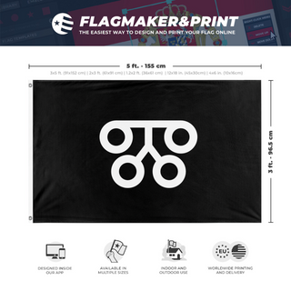 A mockup depicting custom flag specifications and measurements for 'NSM flag'