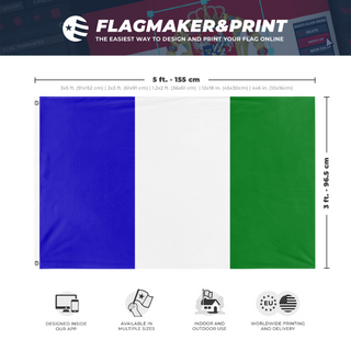 A mockup depicting custom flag specifications and measurements for 'Northwest American Republic flag'