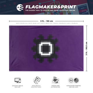 A mockup depicting custom flag specifications and measurements for 'easthelm flag'