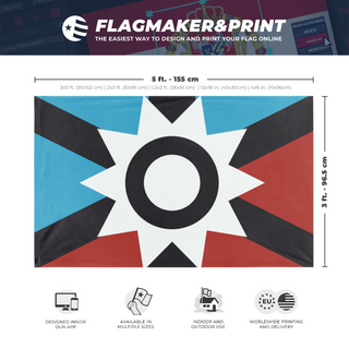 A mockup depicting custom flag specifications and measurements for 'The Commonwealth of VanillaCraft flag'