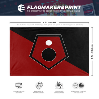 A mockup depicting custom flag specifications and measurements for 'Ministry of Defense flag'