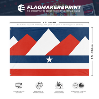 A mockup depicting custom flag specifications and measurements for 'Alberta Republic flag'