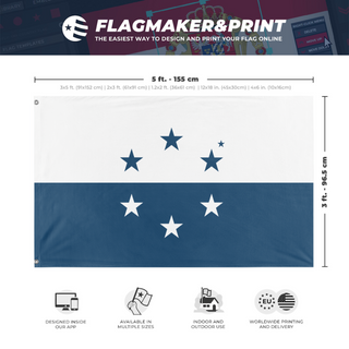 A mockup depicting custom flag specifications and measurements for 'Osea flag'