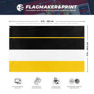 A mockup depicting custom flag specifications and measurements for 'Belka flag'