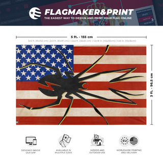A mockup depicting custom flag specifications and measurements for 'Danger Days Flag'
