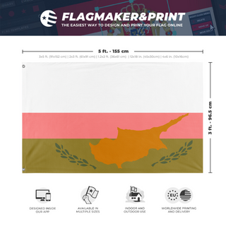 A mockup depicting custom flag specifications and measurements for 'kooooooooooooooooooooooooooooo flag'
