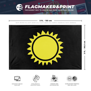 A mockup depicting custom flag specifications and measurements for 'Third Imperium'
