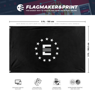 A mockup depicting custom flag specifications and measurements for 'Enclave flag'