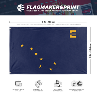 A mockup depicting custom flag specifications and measurements for 'Alaskan Enclave flag'