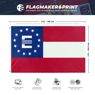 A mockup depicting custom flag specifications and measurements for 'Georgia Enclave flag'