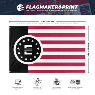 A mockup depicting custom flag specifications and measurements for 'Chicago Enclave flag'