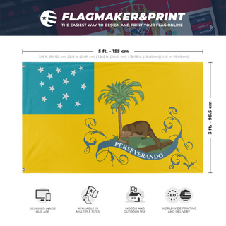 A mockup depicting custom flag specifications and measurements for '3rd Virginia Detachment flag'
