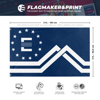 A mockup depicting custom flag specifications and measurements for 'Montana Enclave flag'