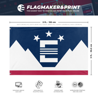 A mockup depicting custom flag specifications and measurements for 'The Northern Territories'