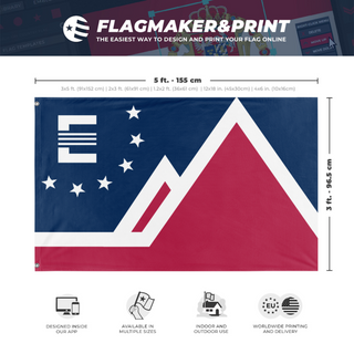 A mockup depicting custom flag specifications and measurements for 'The Northern Mandate'
