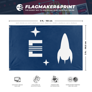 A mockup depicting custom flag specifications and measurements for 'Van Buren'