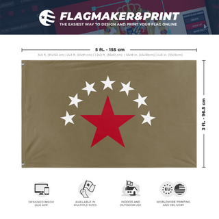 A mockup depicting custom flag specifications and measurements for 'The Seven and One flag'