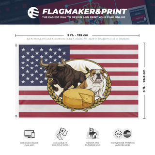 A mockup depicting custom flag specifications and measurements for 'SGB flag'