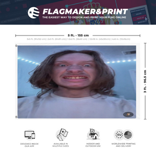A mockup depicting custom flag specifications and measurements for 'pierce flag'