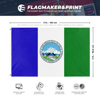 A mockup depicting custom flag specifications and measurements for 'Northwest American Republic flag'