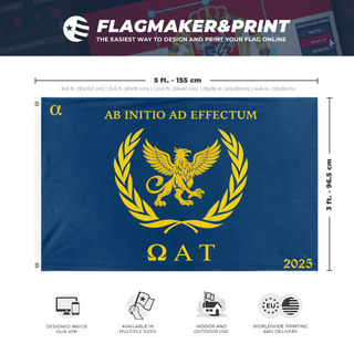 A mockup depicting custom flag specifications and measurements for 'flag'