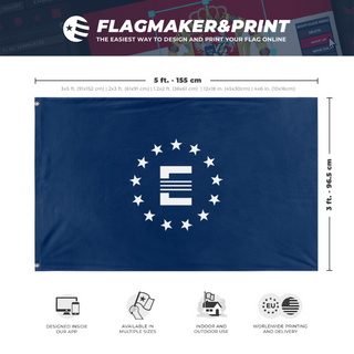 A mockup depicting custom flag specifications and measurements for 'Enclave flag'