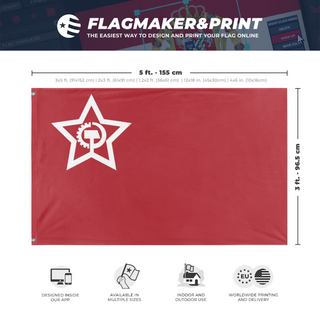 A mockup depicting custom flag specifications and measurements for 'usca flag'