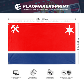 A mockup depicting custom flag specifications and measurements for 'November Flag'