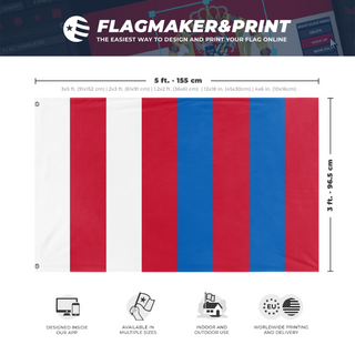 A mockup depicting custom flag specifications and measurements for 'Republic of Albion flag'