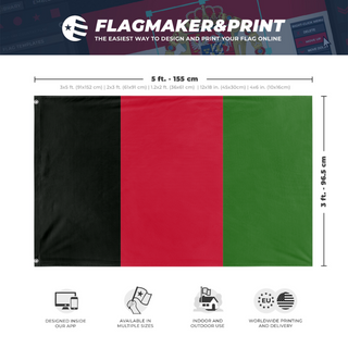 A mockup depicting custom flag specifications and measurements for 'Afgnistan  flag'