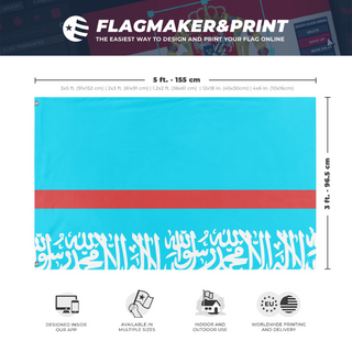 A mockup depicting custom flag specifications and measurements for 'Sadi Arabia  flag'