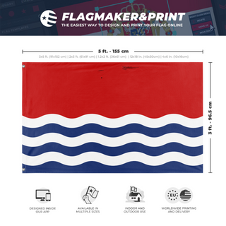 A mockup depicting custom flag specifications and measurements for 'Kiribati  flag'