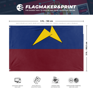 A mockup depicting custom flag specifications and measurements for 'Mauritania  flag'