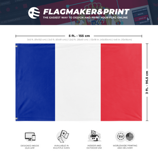 A mockup depicting custom flag specifications and measurements for 'St Peter and miquon flag'