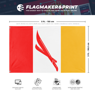 A mockup depicting custom flag specifications and measurements for 'Nuneut flag'