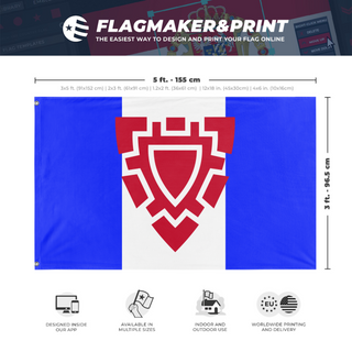 A mockup depicting custom flag specifications and measurements for 'Northwest  flag'