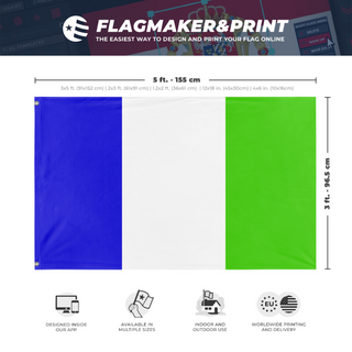 A mockup depicting custom flag specifications and measurements for 'Yukon flag'